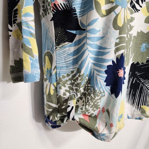 T by Talbots Womens Tee T Shirt Size SP Floral Grommet Tab 3/4 Sleeve Scoop Neck - Picture 6 of 10